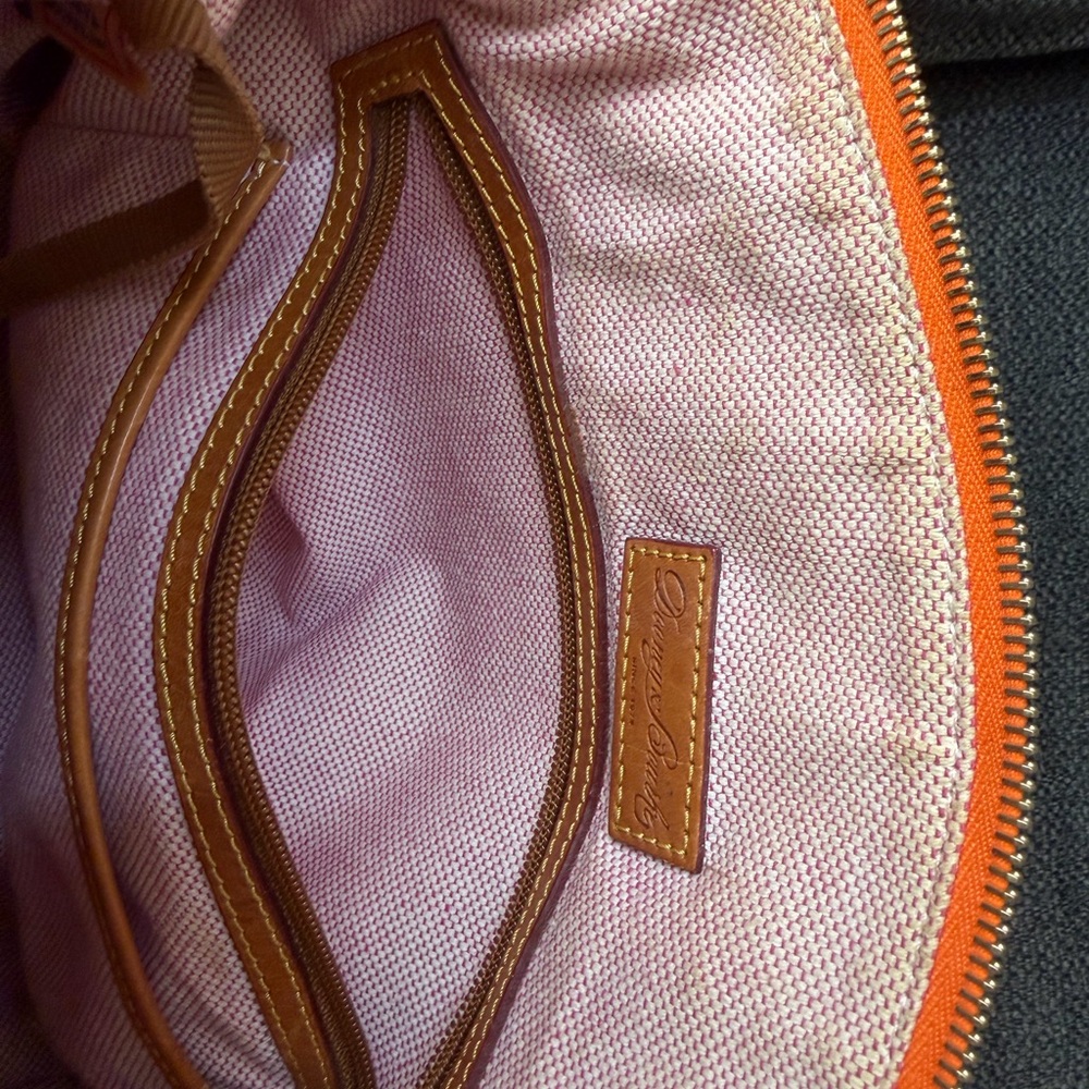 Dooney & Bourke Orange Pebbled Leather Crossbody Satchel with Tan Trim - Picture 6 of 8